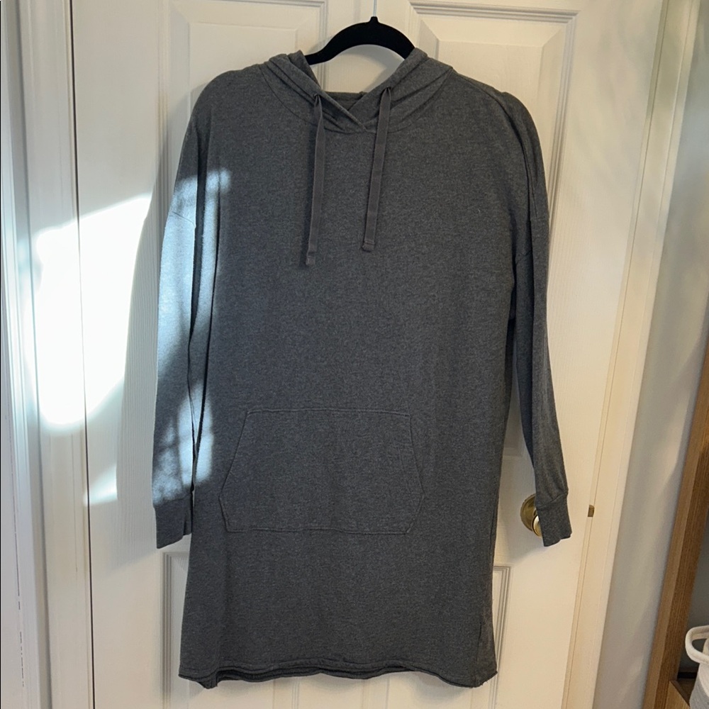 Gray Hooded Midi Dress